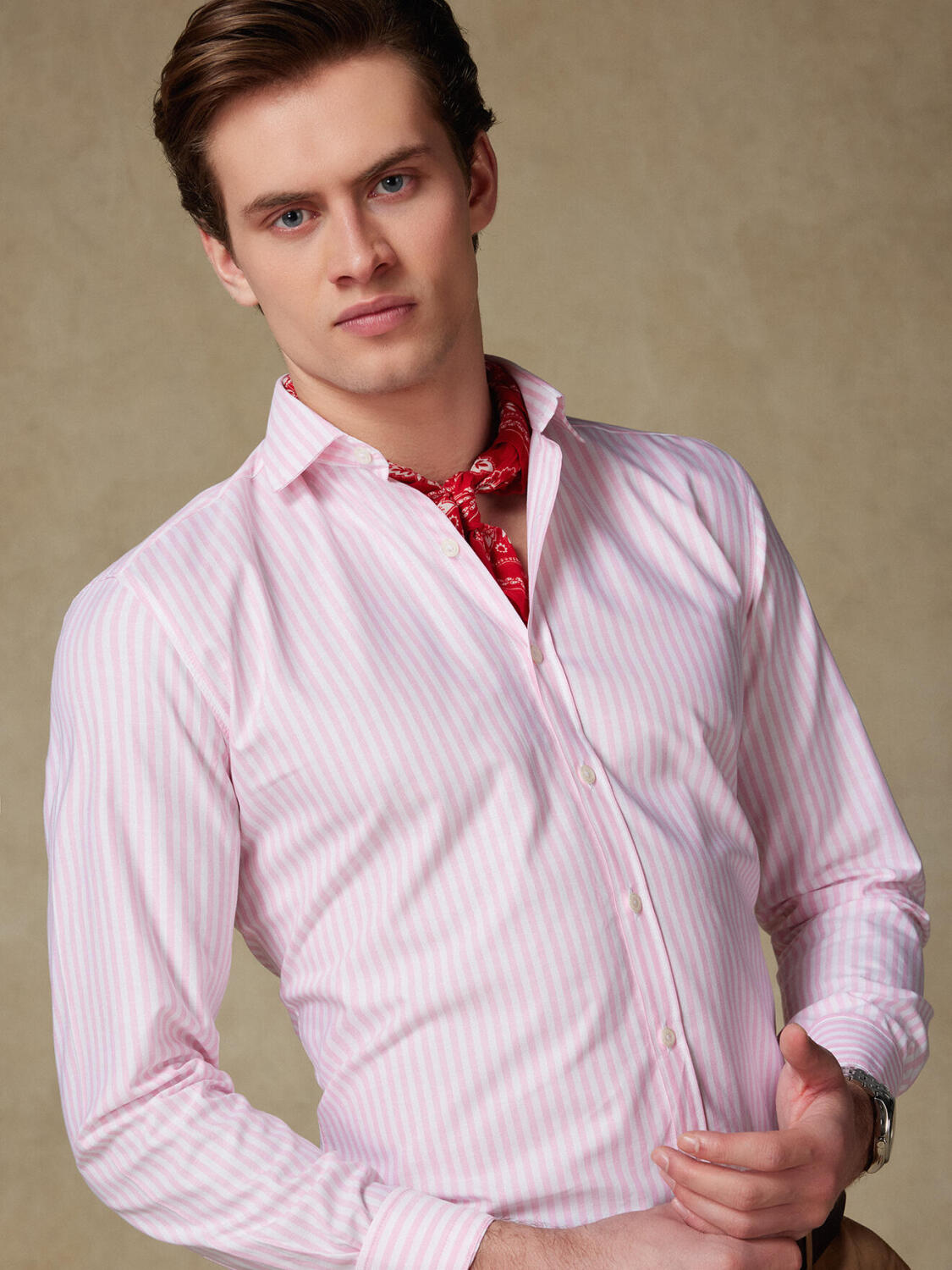 Camicia Taylor rosa in voile di cotone