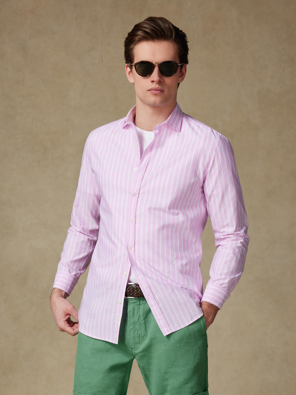 Camicia Tommy rosa in voile di cotone