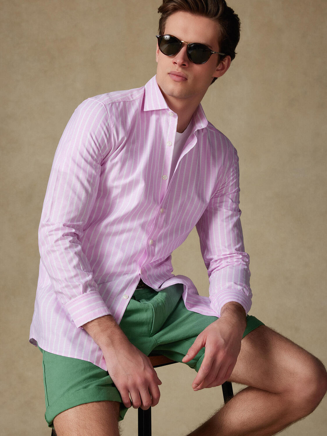 Camicia Tommy rosa in voile di cotone