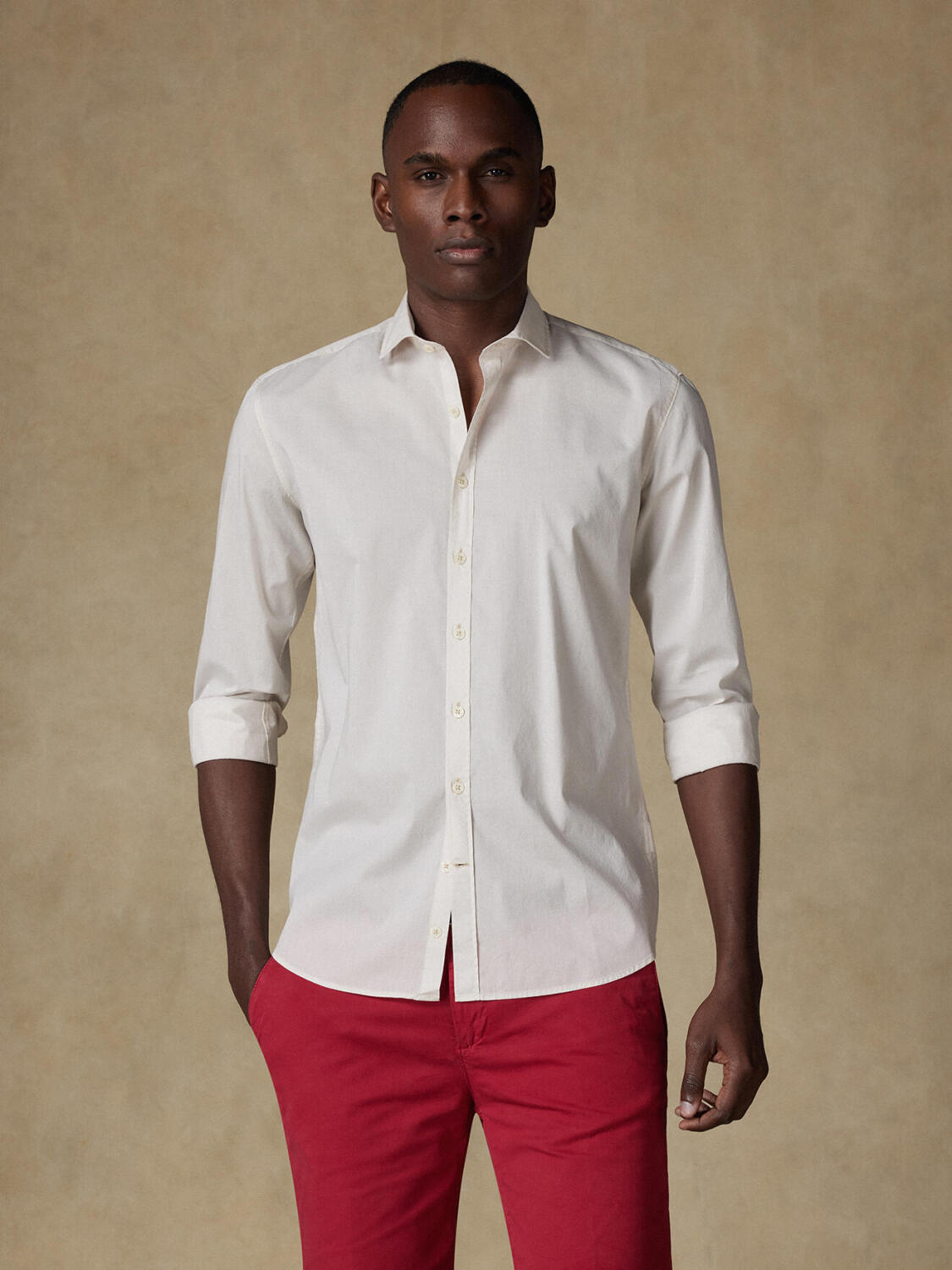 Camicia sabbia in voile di cotone