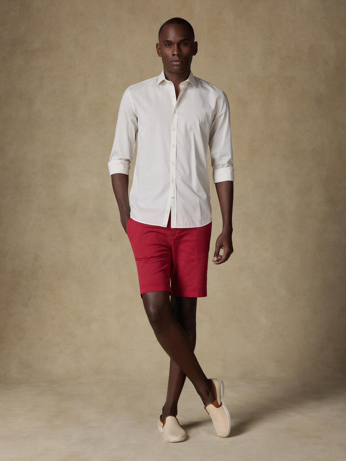 Camicia sabbia in voile di cotone