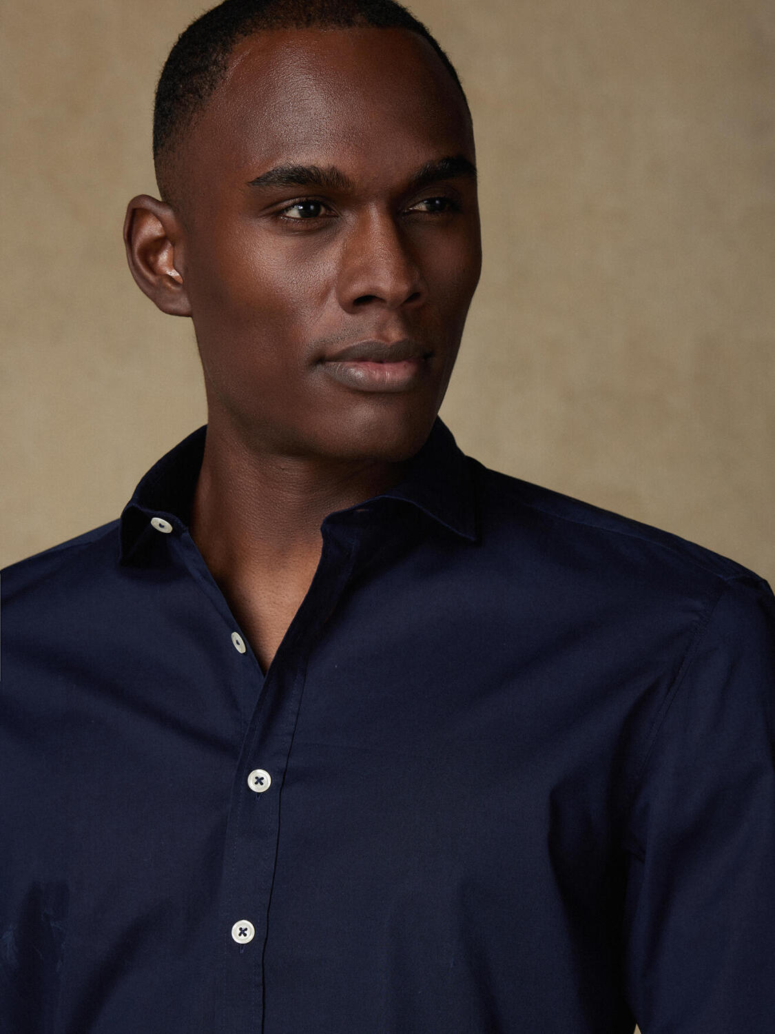 Navy overhemd in katoenvoile