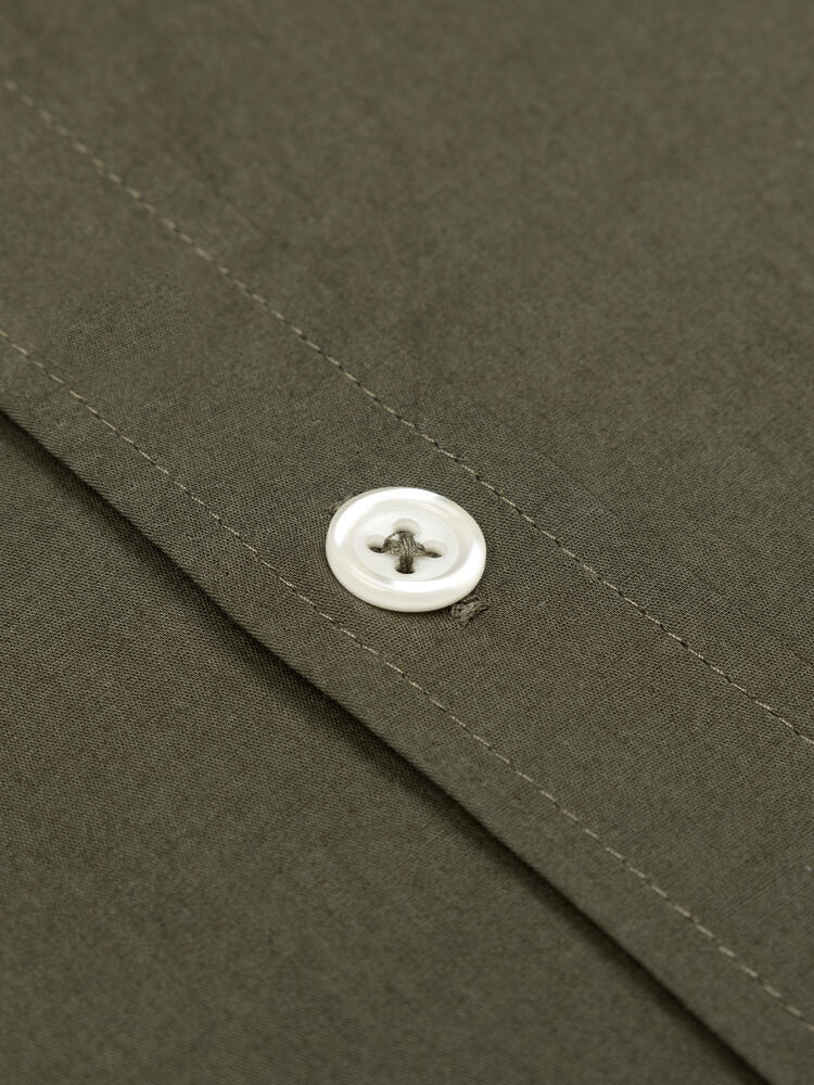 Khaki overhemd in voile de coton