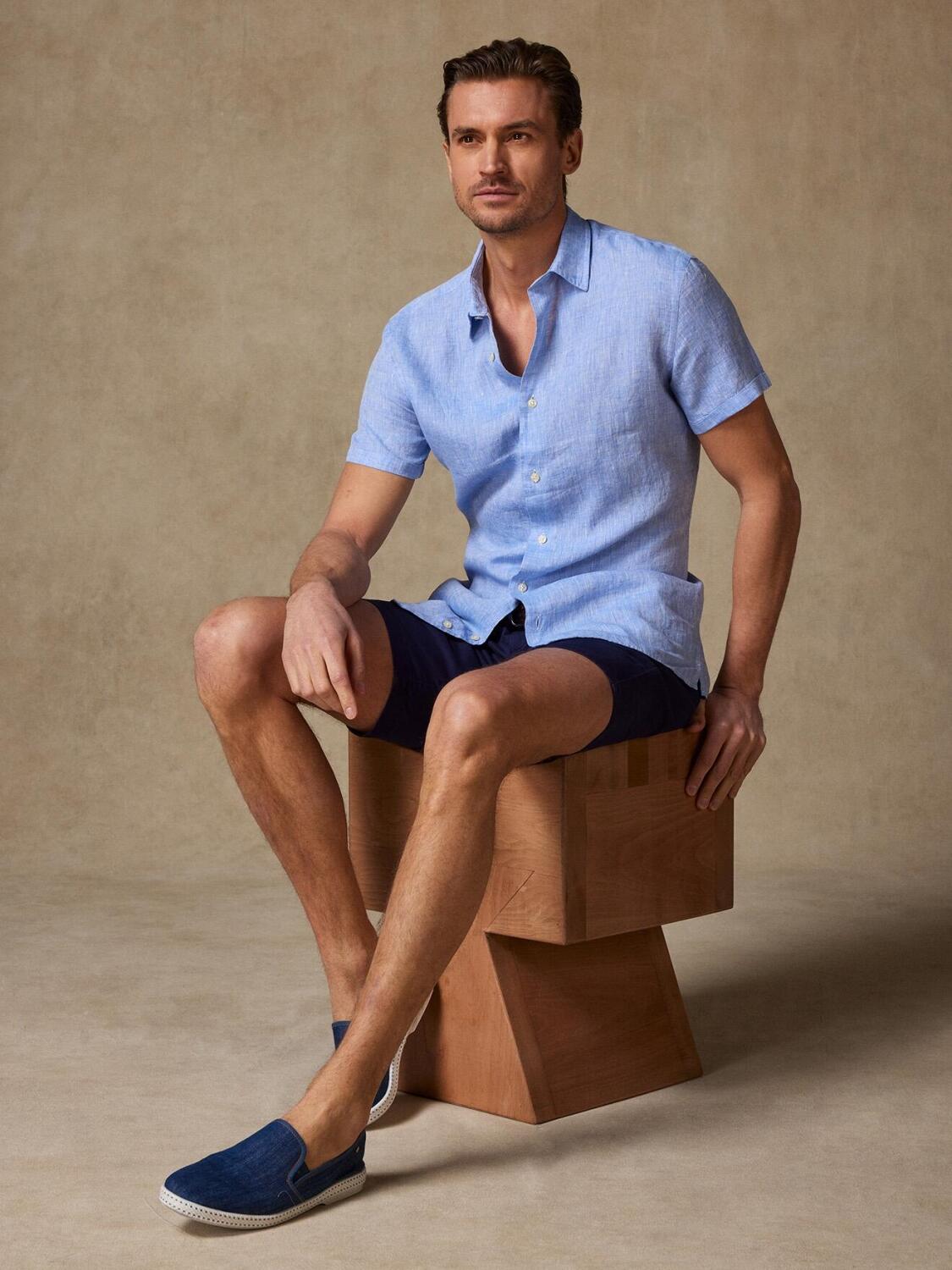 Camicia Cody in lino cielo