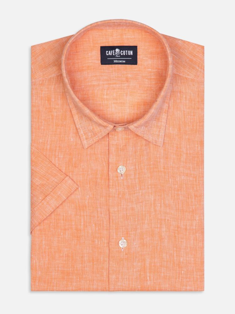 Chemise Cody en lin orange - Manches Courtes