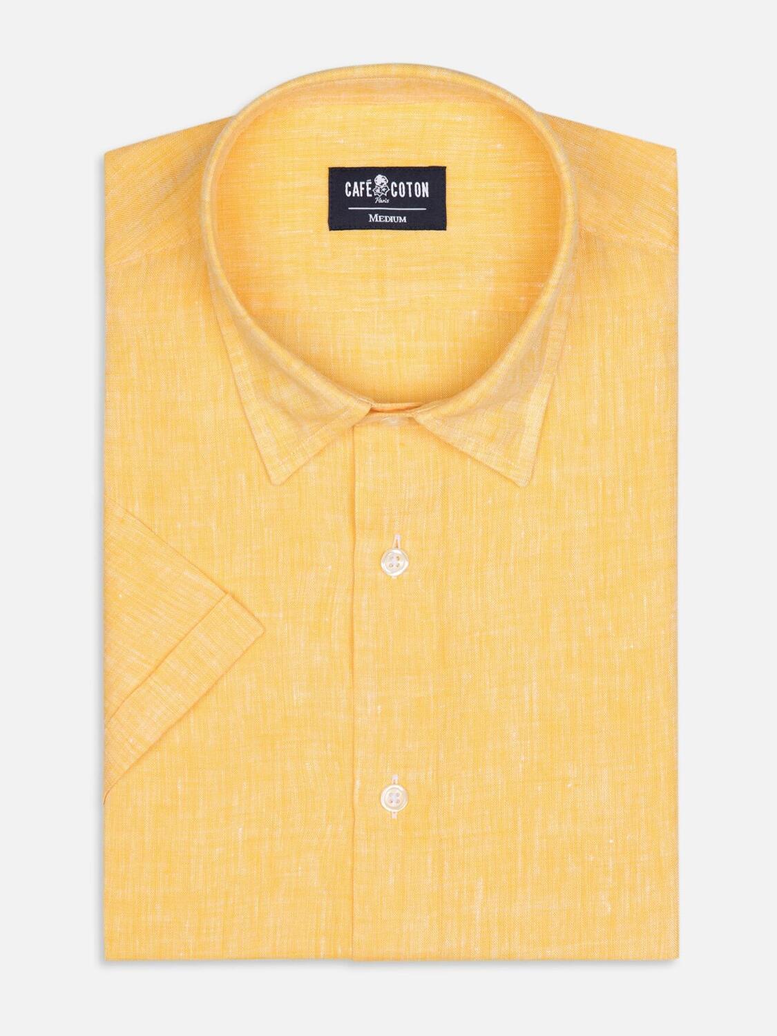 Chemise Cody en lin jaune - Manches Courtes