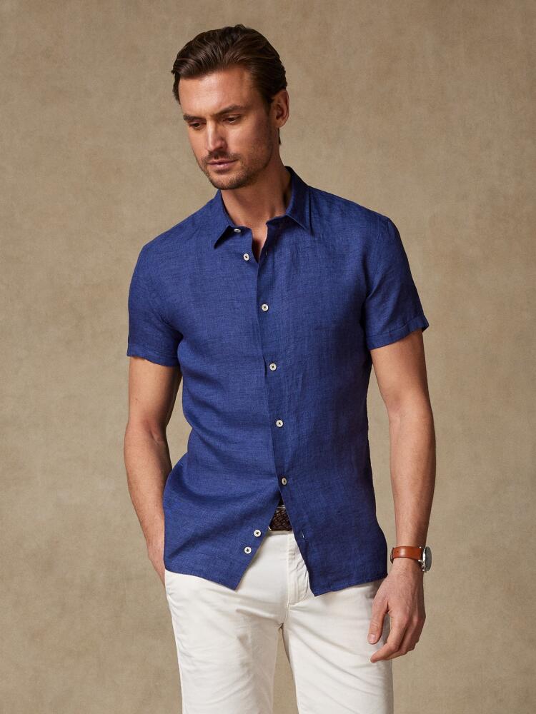 Chemise Cody en lin marine - Manches Courtes