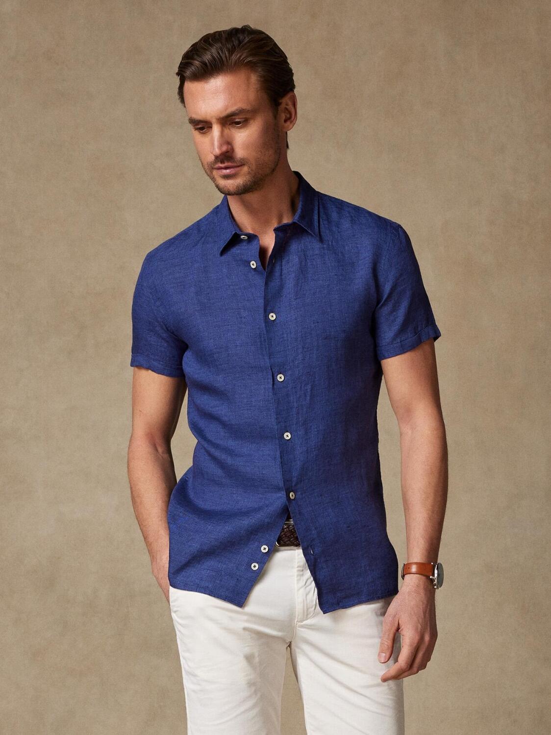 Camicia Cody in lino blu scuro