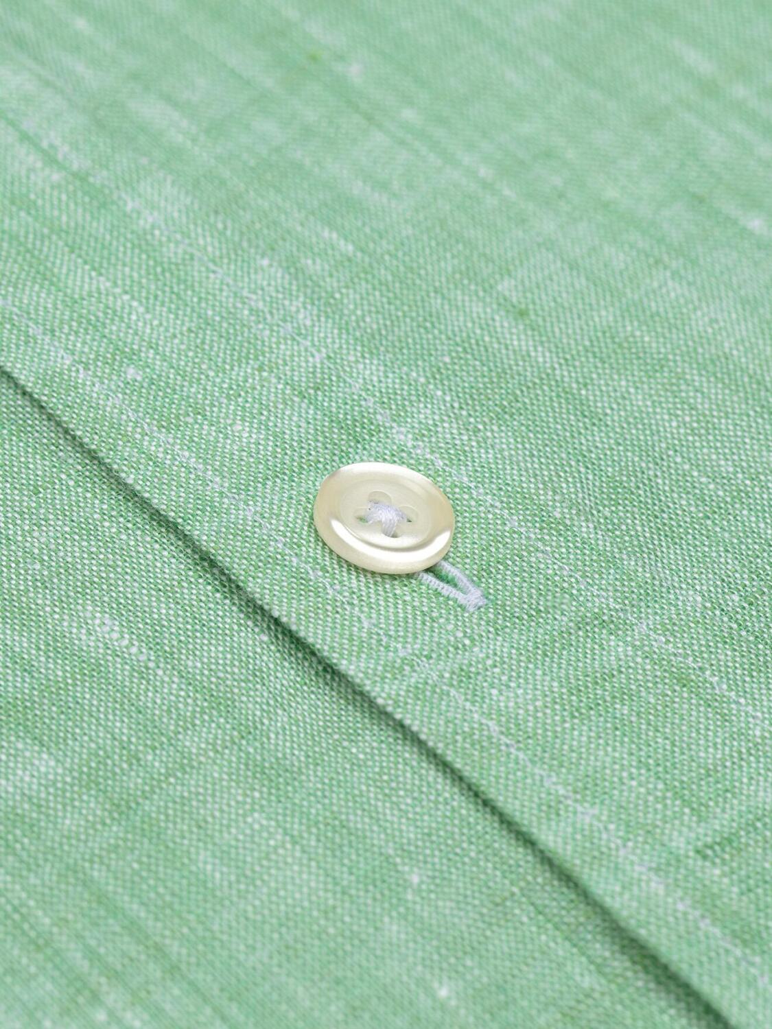 Cody shirt in green linen - Short Sleeve