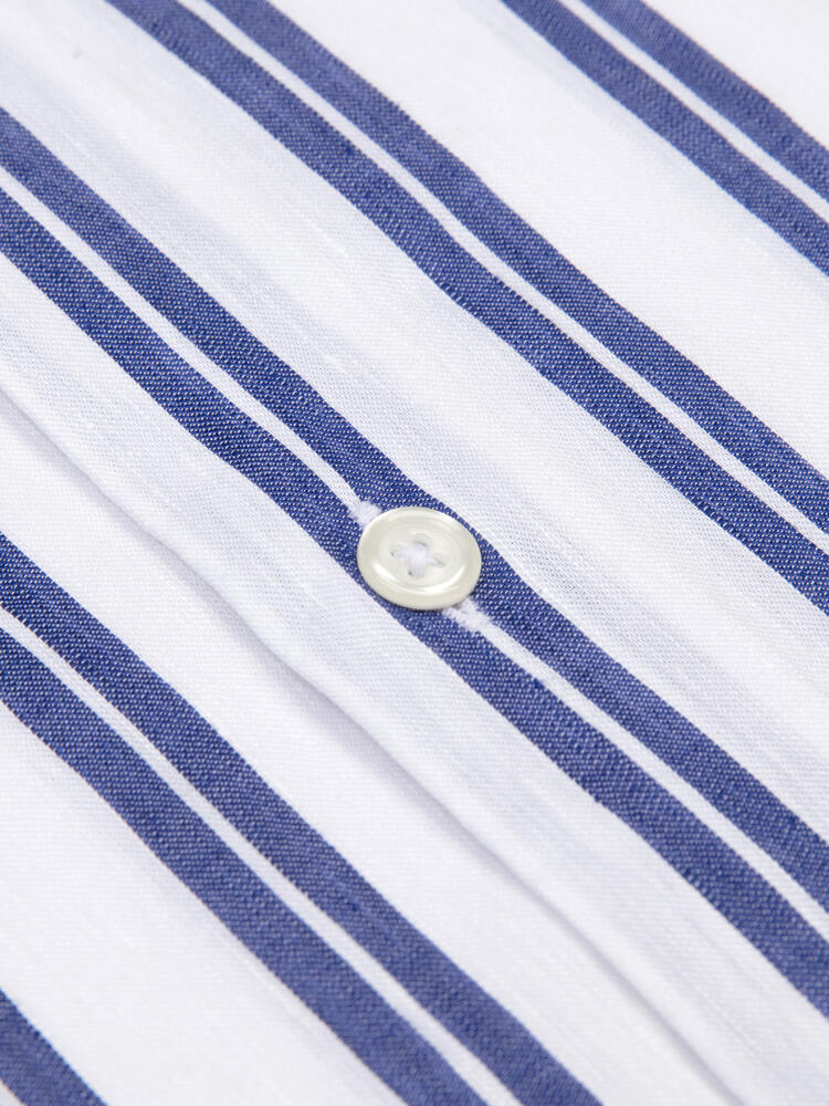 Chemise manches courtes Dean en lin à rayures marine