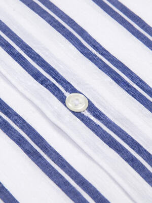 Chemise manches courtes Dean en lin à rayures marine