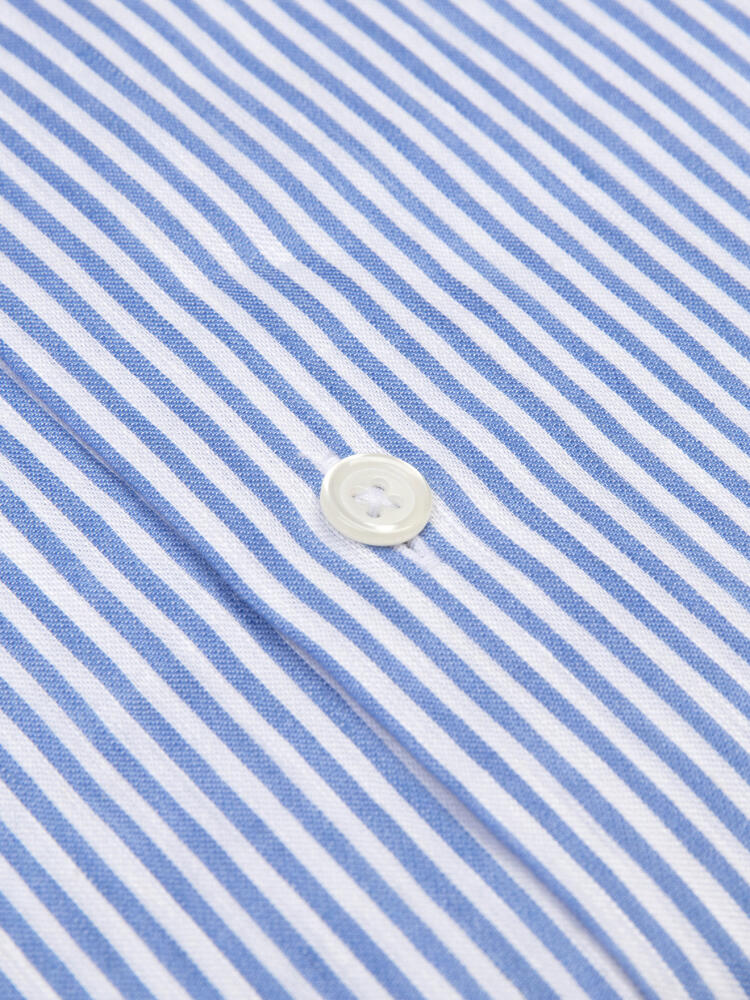 Chemise manches courtes Eden en lin à rayures ciel