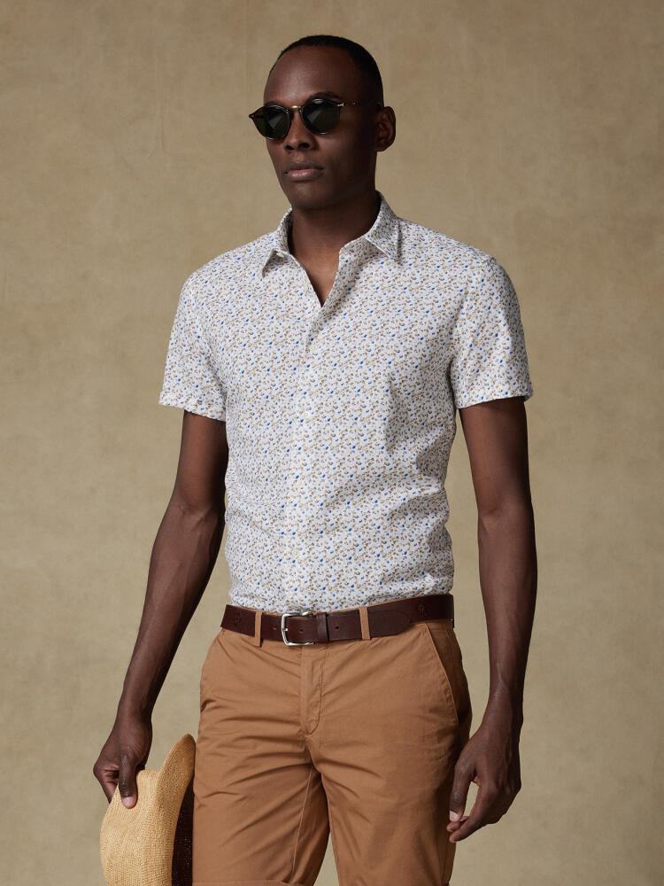 Chemise manches courtes Marlow en lin à motif floral