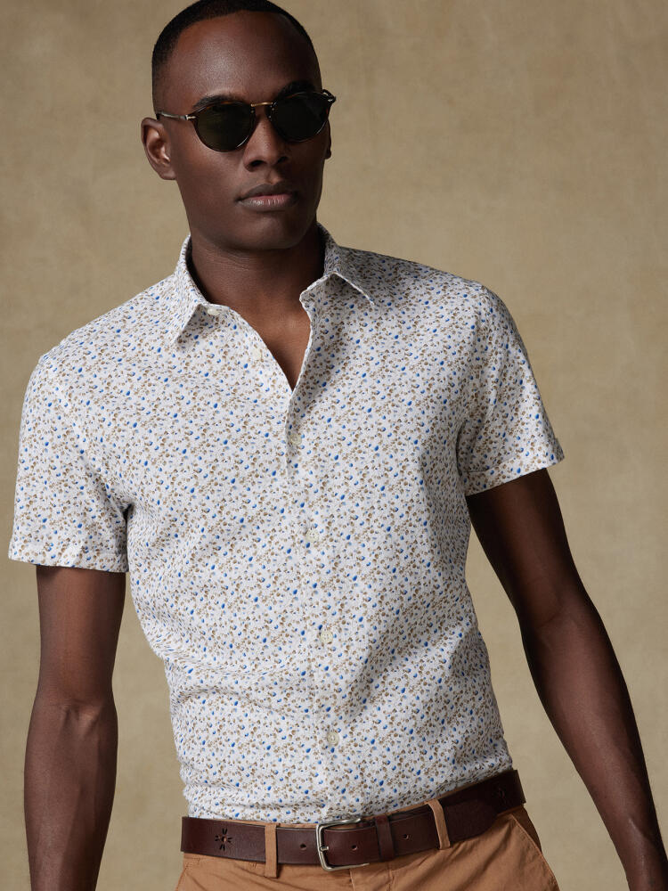 Chemise manches courtes Marlow en lin à motif floral