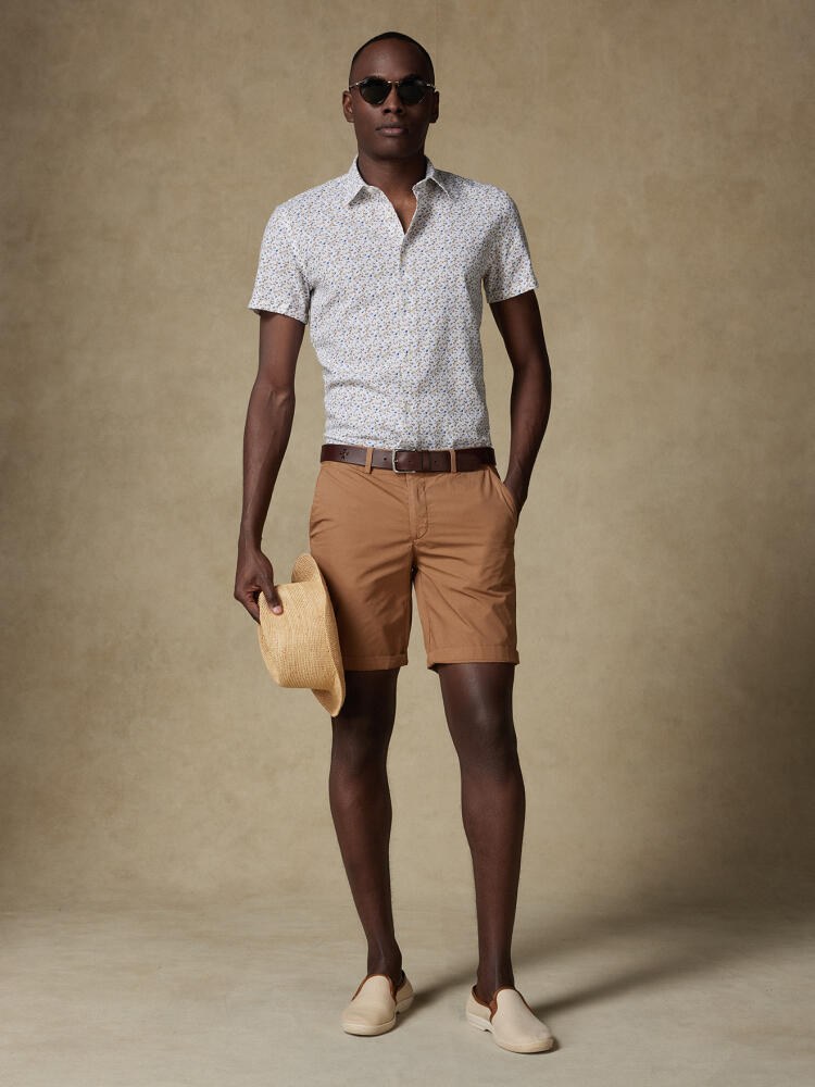 Chemise manches courtes Marlow en lin à motif floral