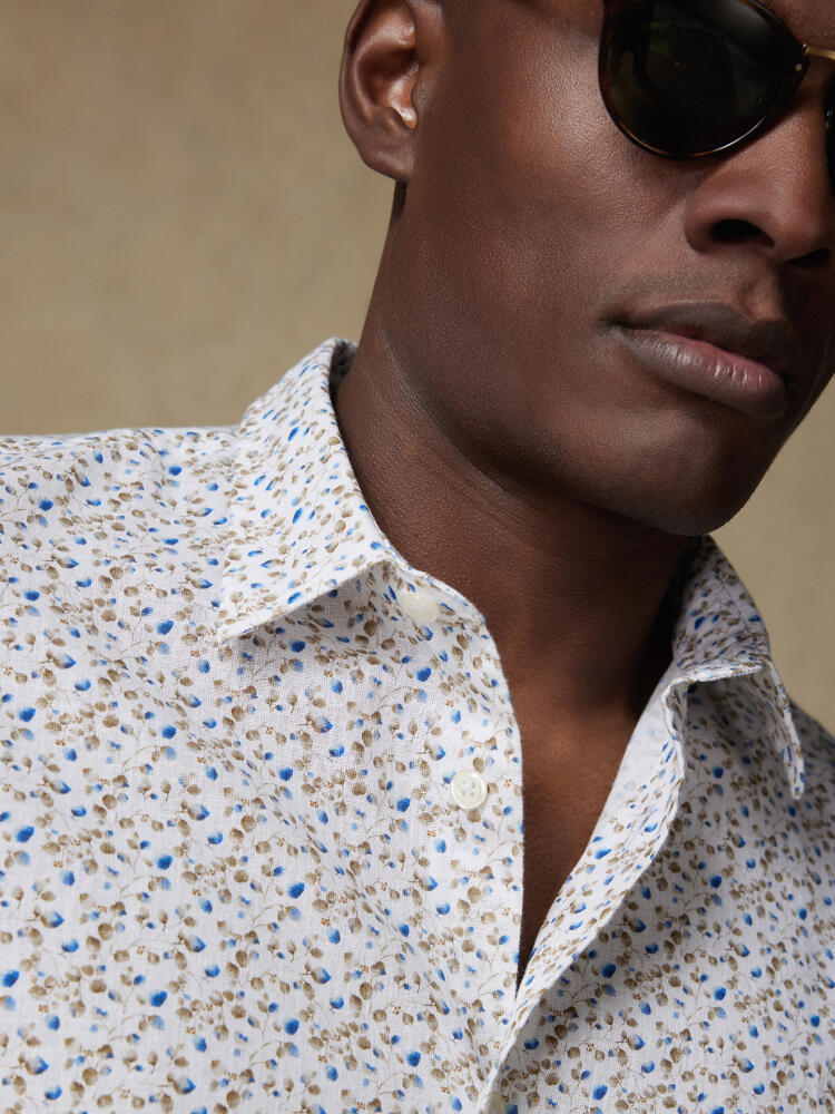Chemise manches courtes Marlow en lin à motif floral