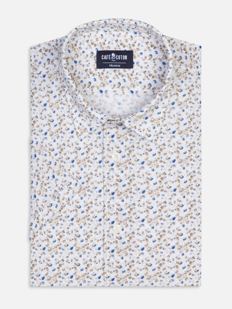 Chemise manches courtes Marlow en lin à motif floral