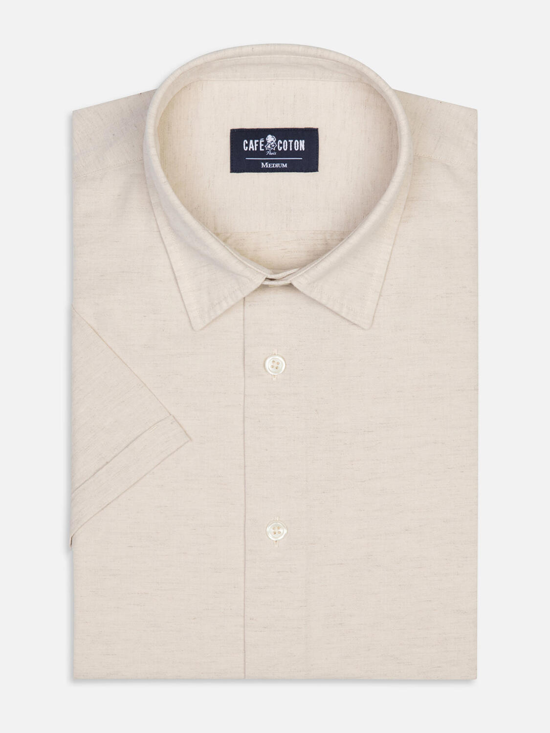 Camicia a maniche corte Nate in lino color sabbia