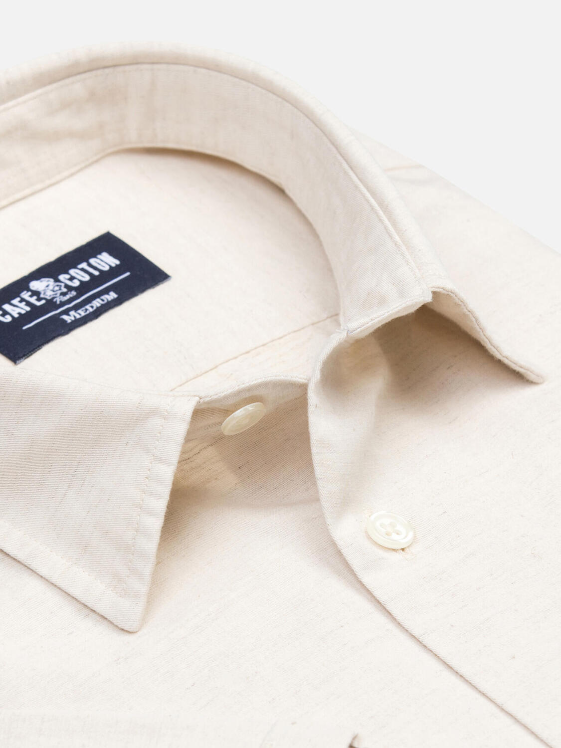 Camicia a maniche corte Nate in lino color sabbia