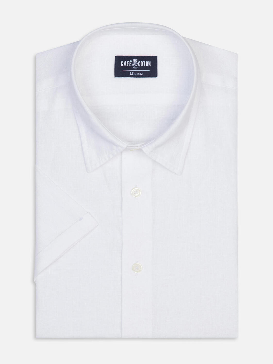 Overhemd met korte mouwen Olaf van linnen in wit