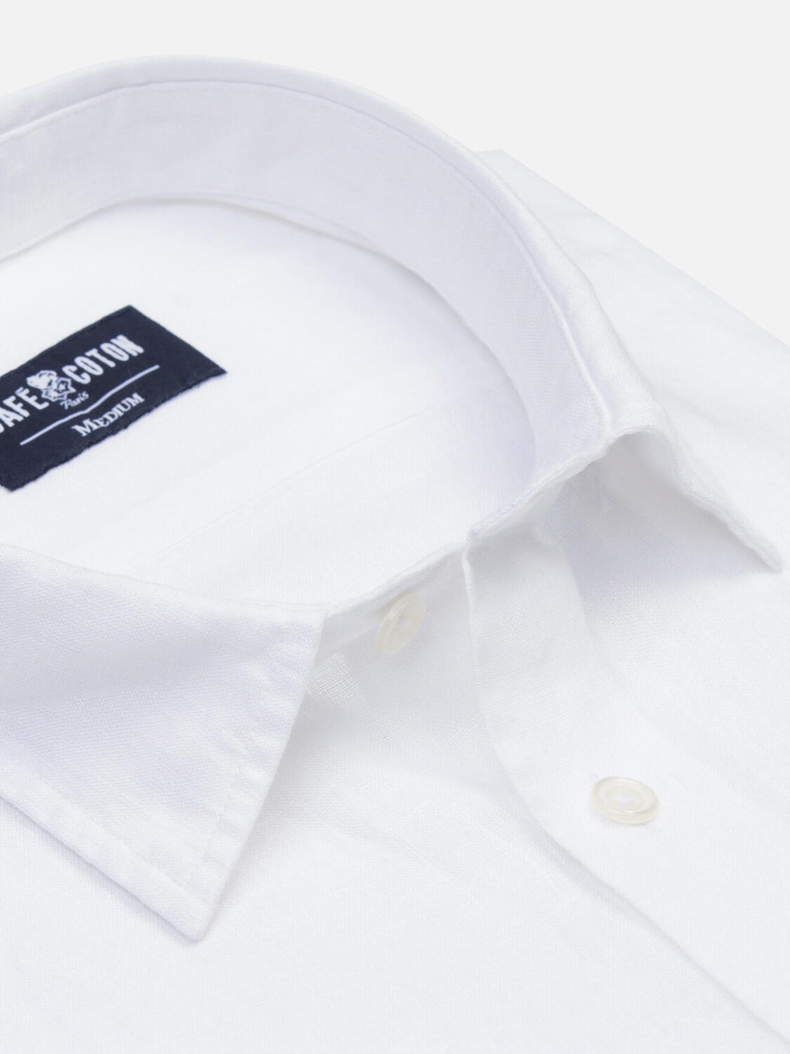 Overhemd met korte mouwen Olaf van linnen in wit