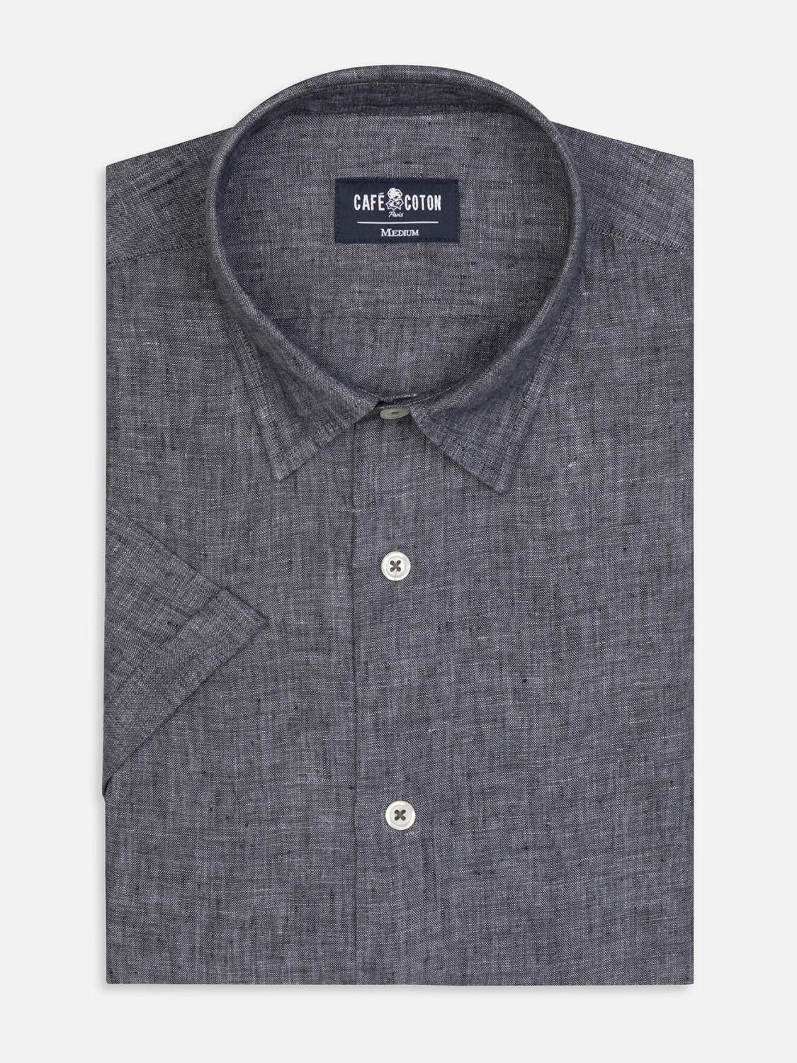 Chemise manches courtes Olaf en lin anthracite