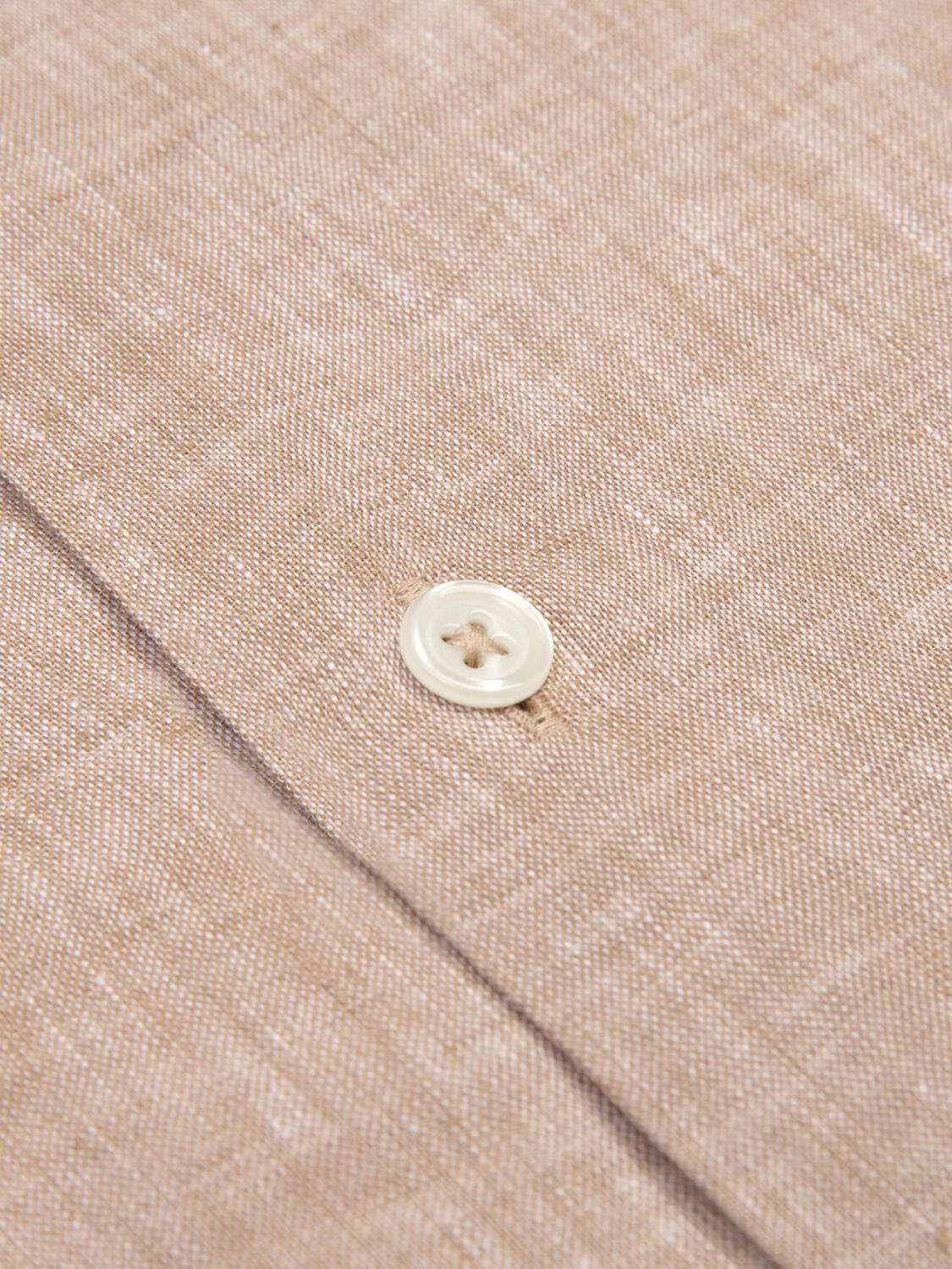 Camicia a maniche corte Olaf in lino color havana