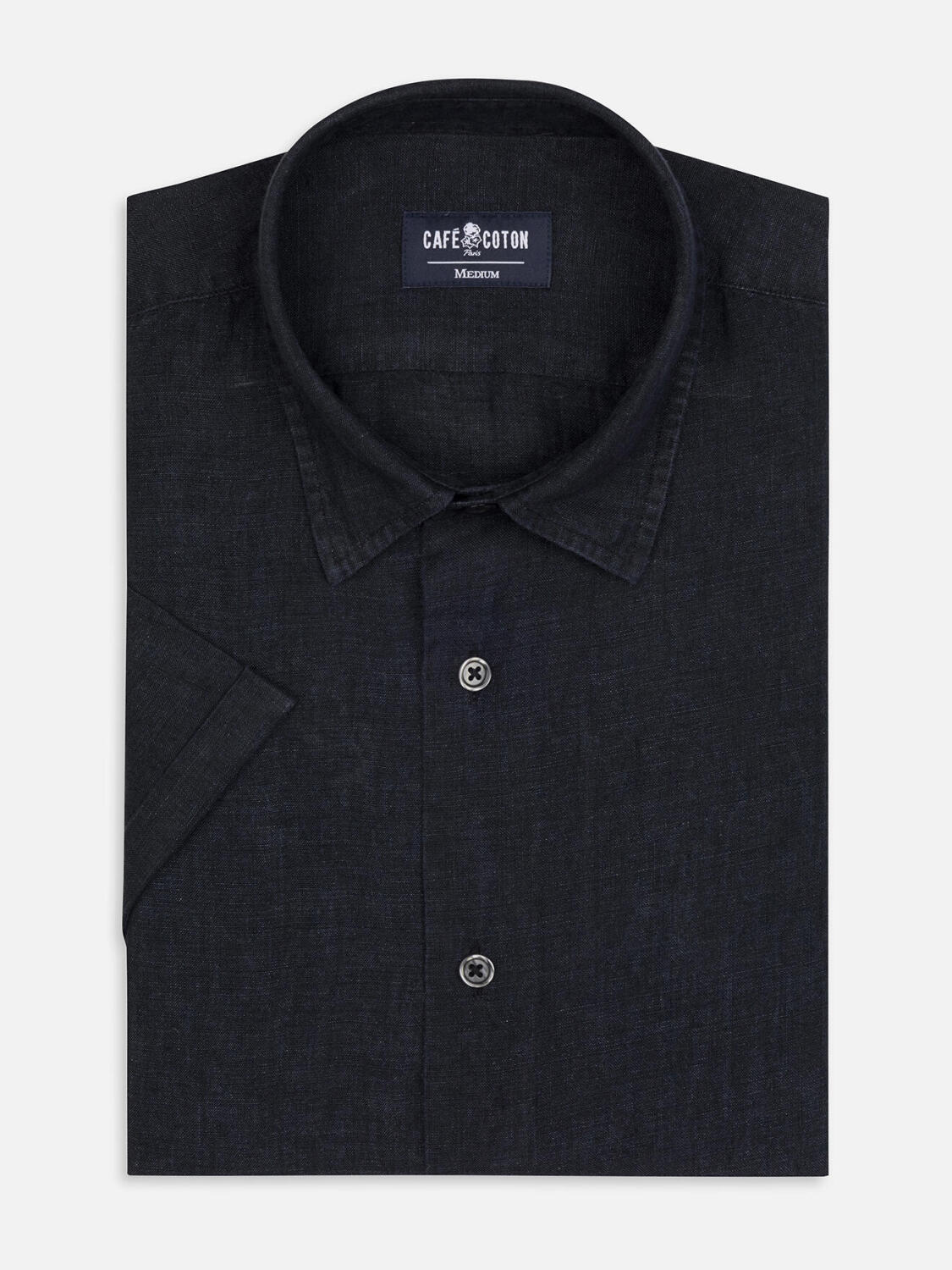 Camicia manica corta manica corta Olaf in lino nero