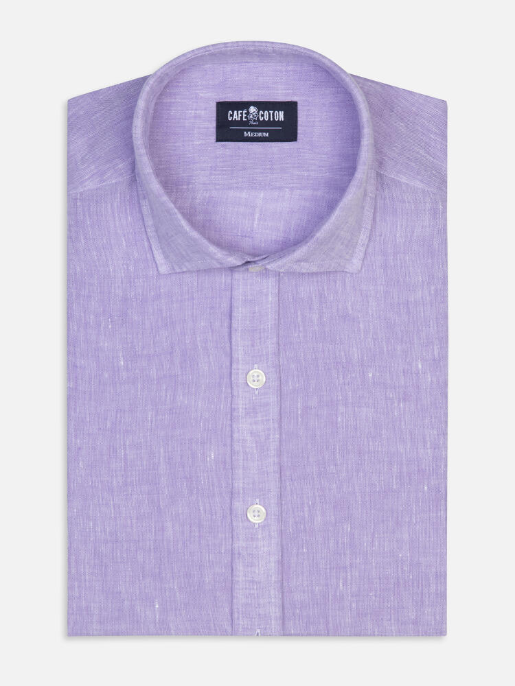 Olaf Lilac Linen shirt - Short sleeve