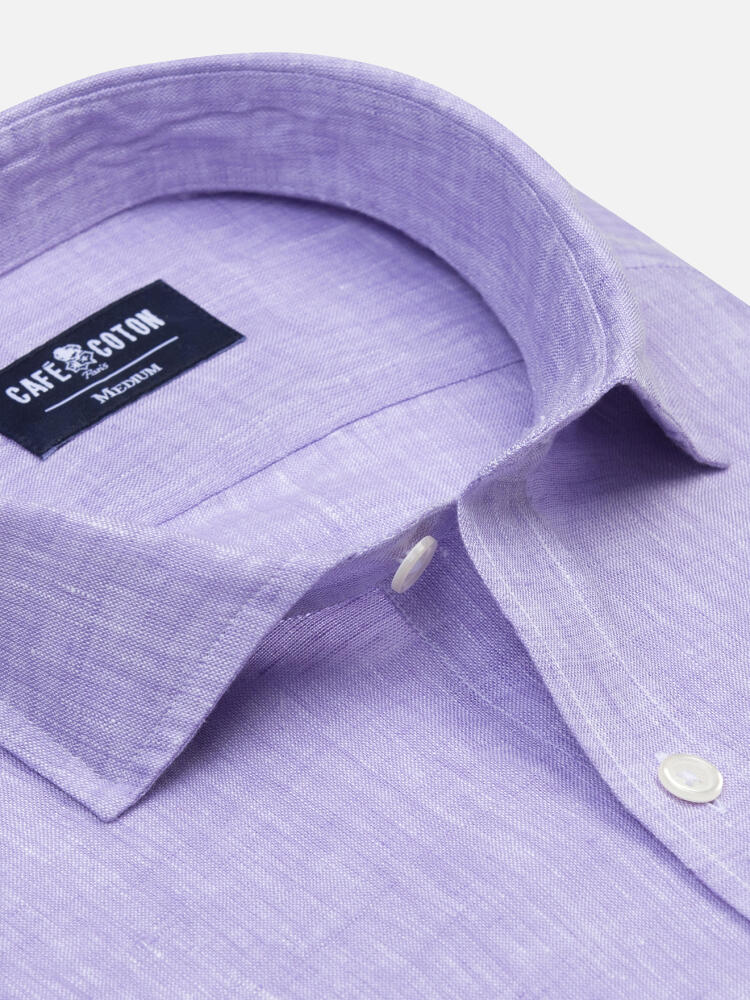 Olaf Lilac Linen shirt - Short sleeve