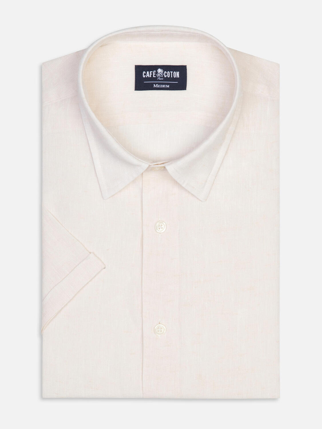 Camicia a maniche corte Olaf in lino color avorio