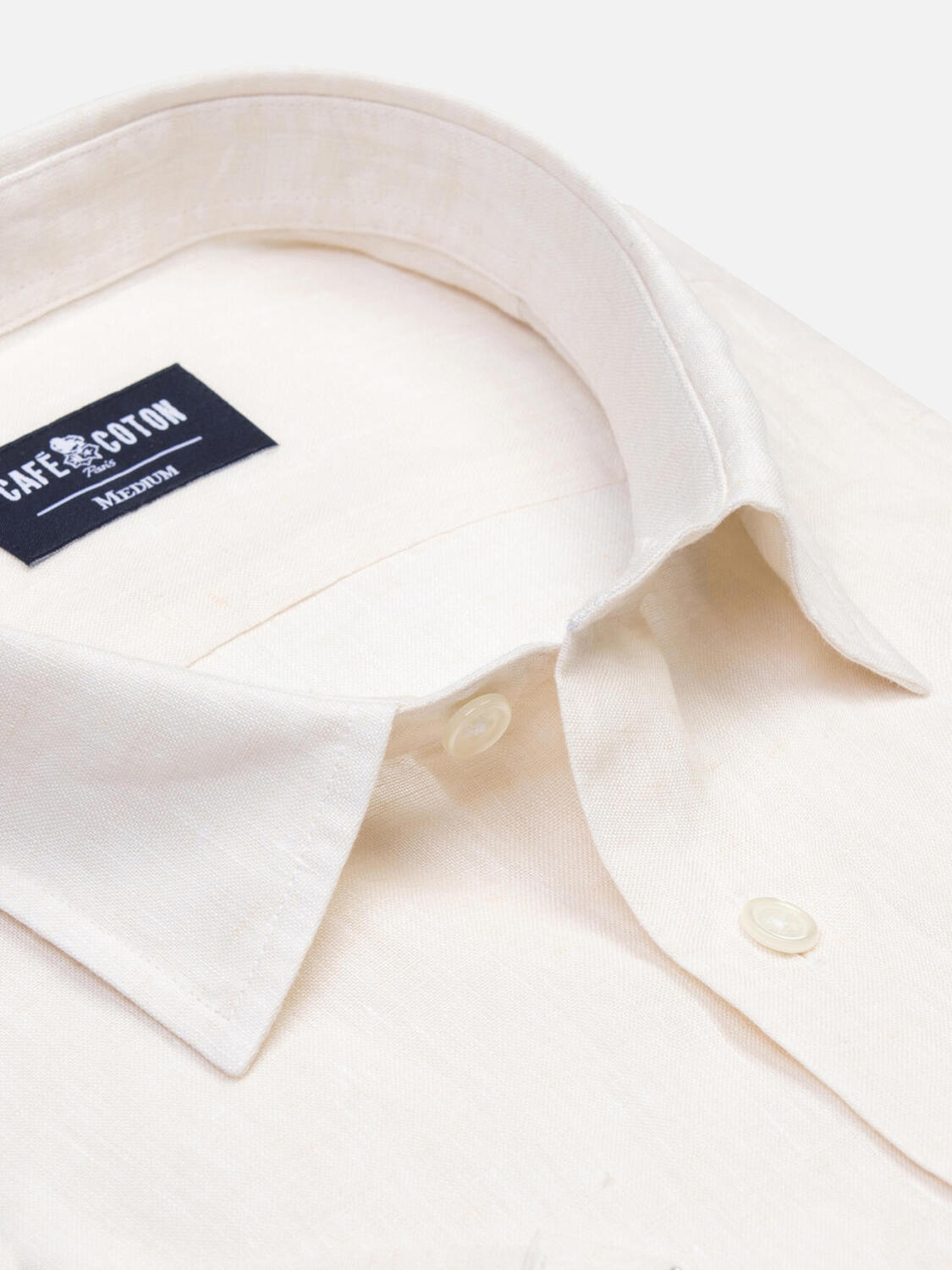 Camicia a maniche corte Olaf in lino color avorio