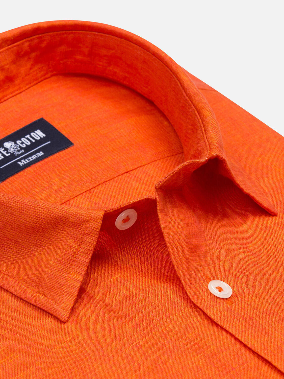 Olaf orange linen short sleeves shirt