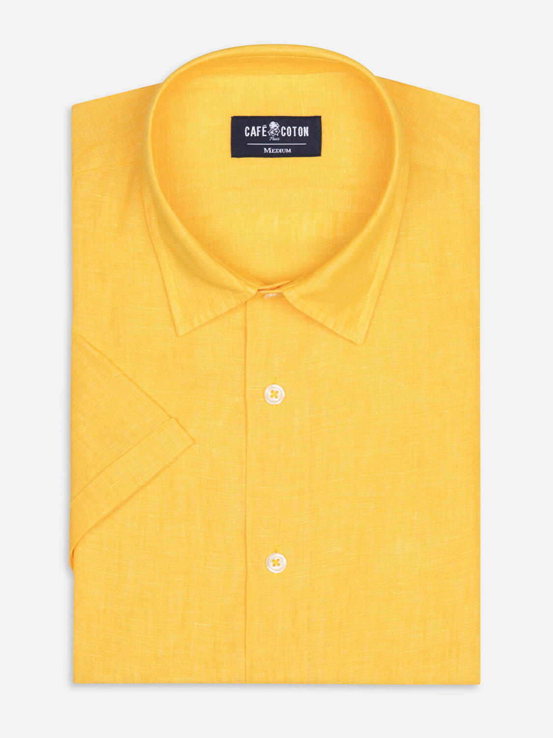 Olaf yellow linen short sleeves shirt