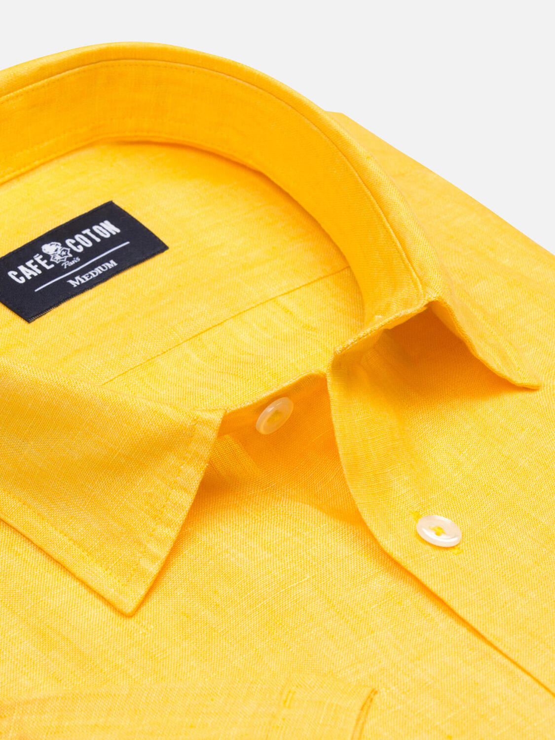Olaf yellow linen short sleeves shirt