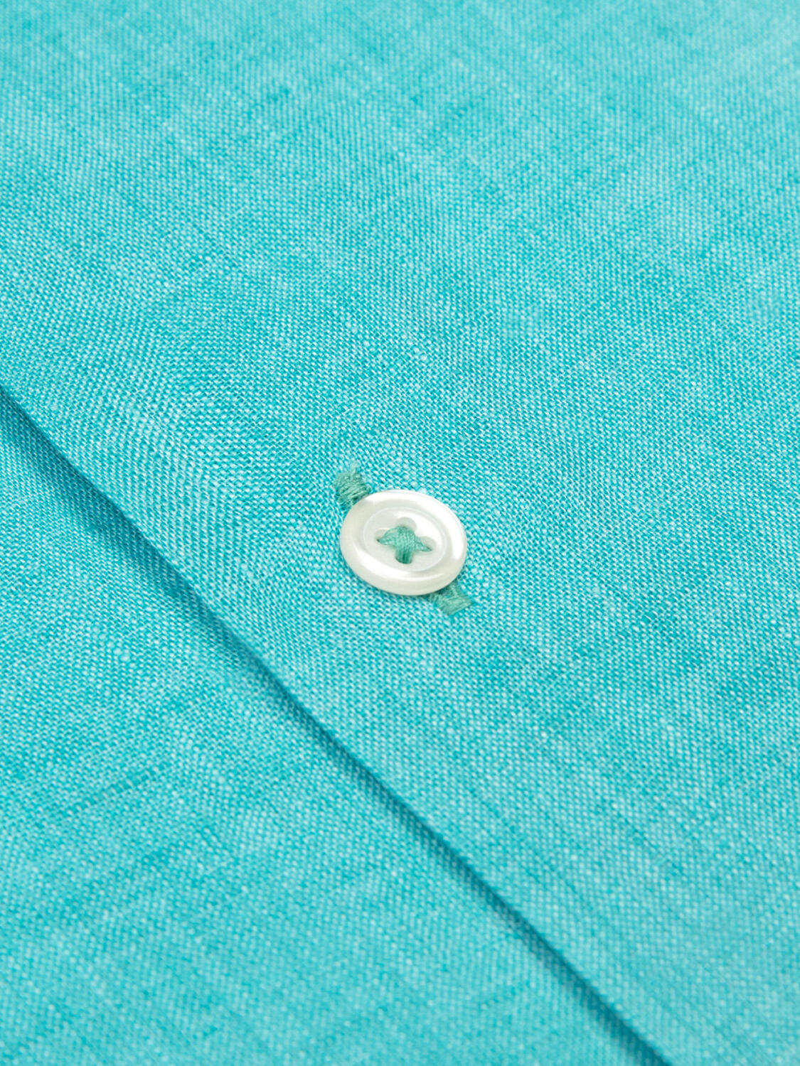 Overhemd met korte mouwen Olaf van linnen in smaragdgroen