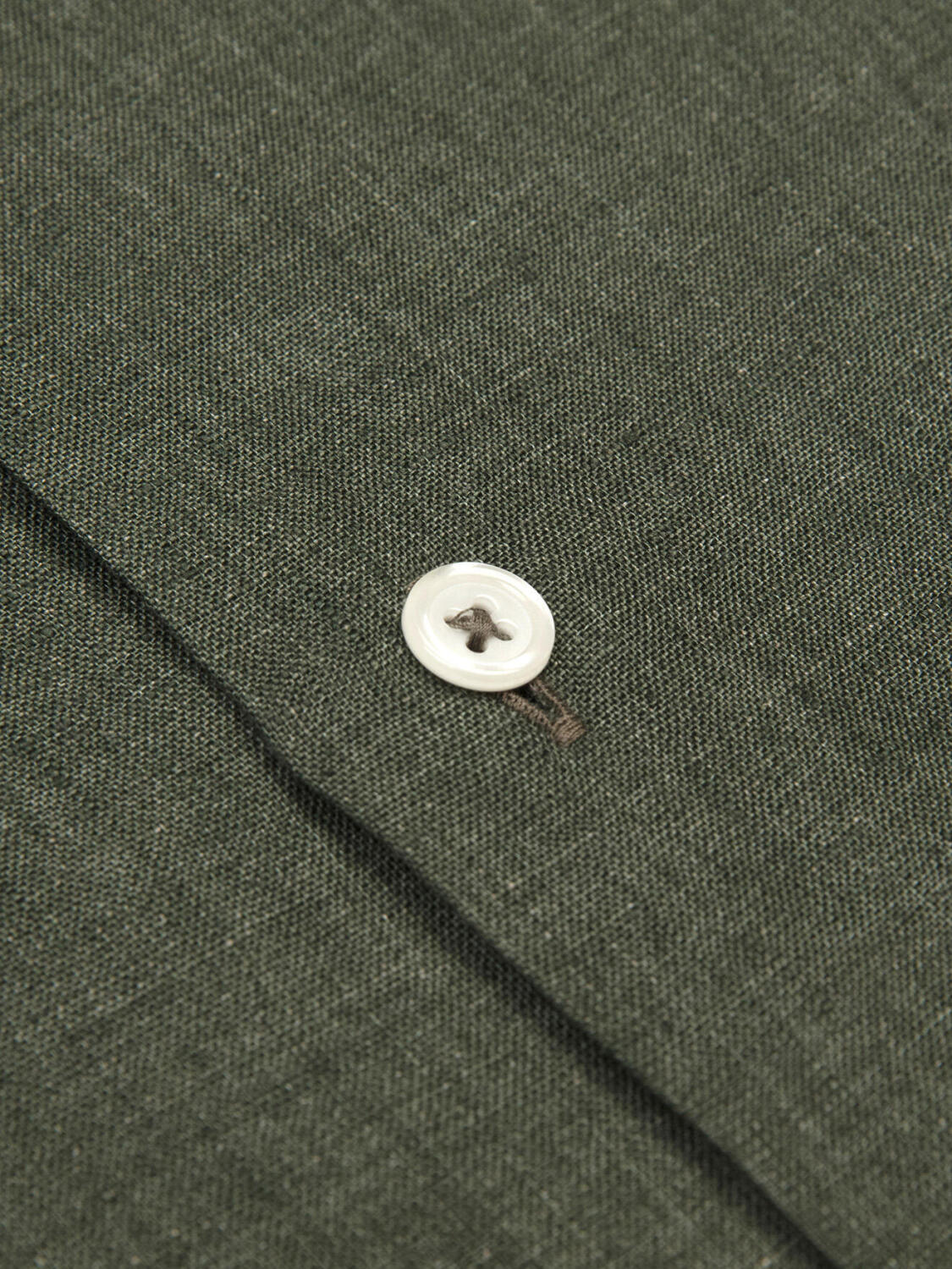 Overhemd met korte mouwen Olaf van linnen in kaki