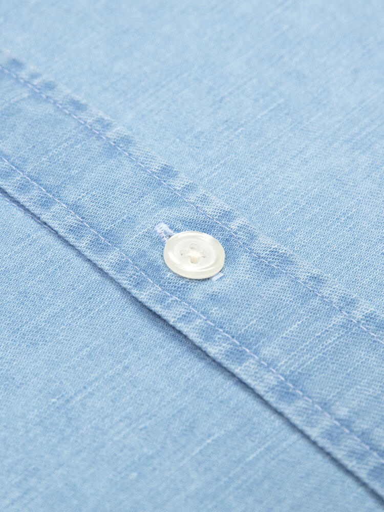 Andy light indigo mandarin collar shirt
