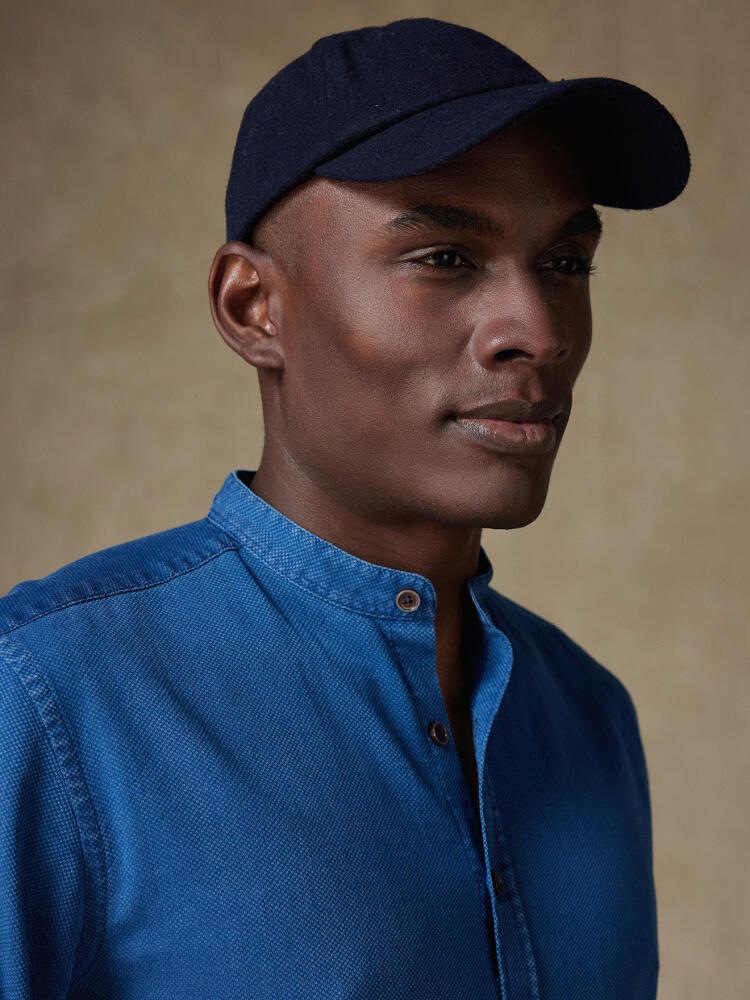 Basil indigo shirt - Mandarin collar