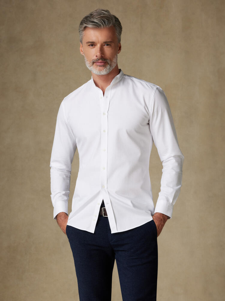 Chemise col mao Bayers texturée blanche