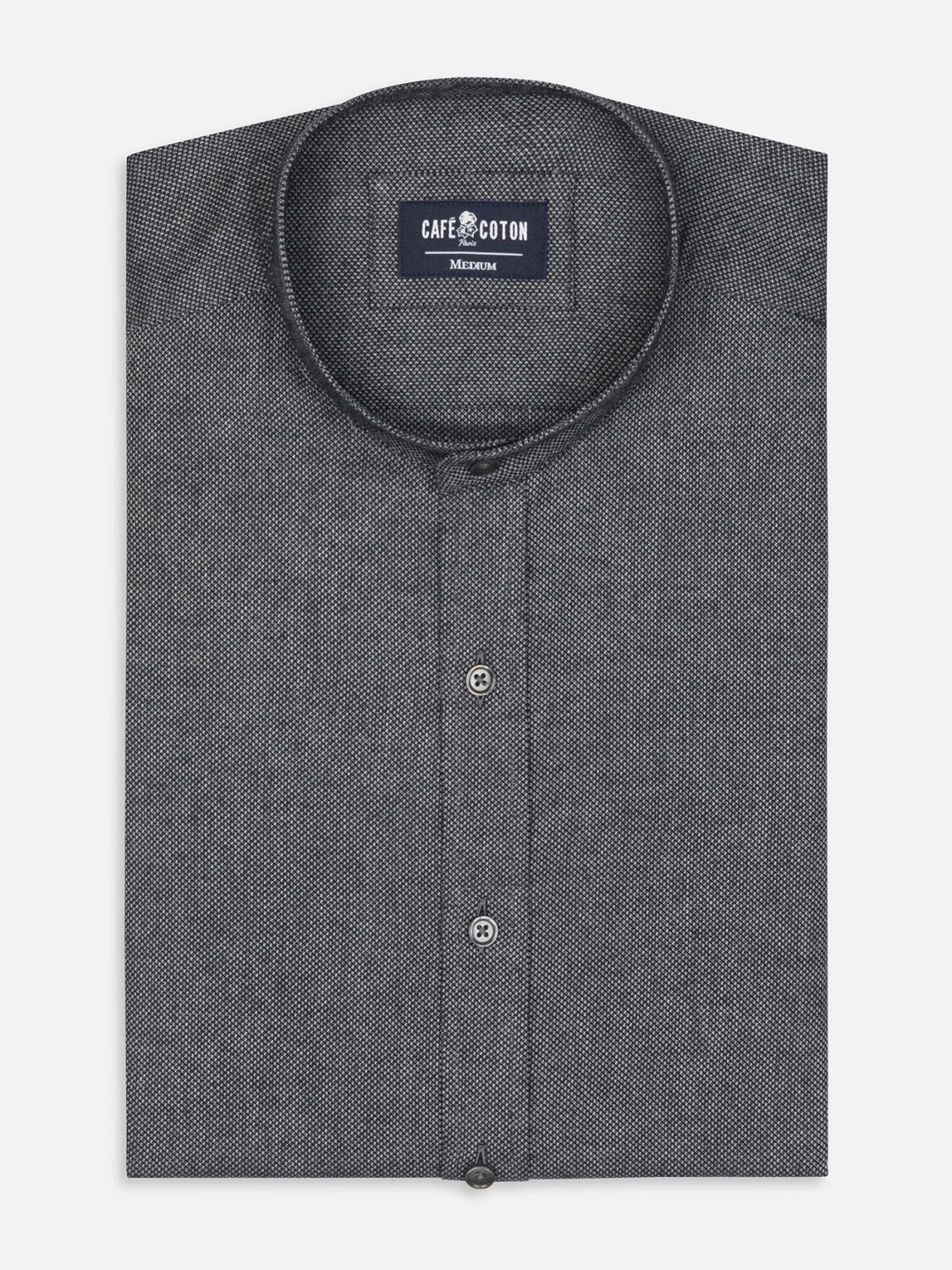 Chemise col mao Callum anthracite chiné