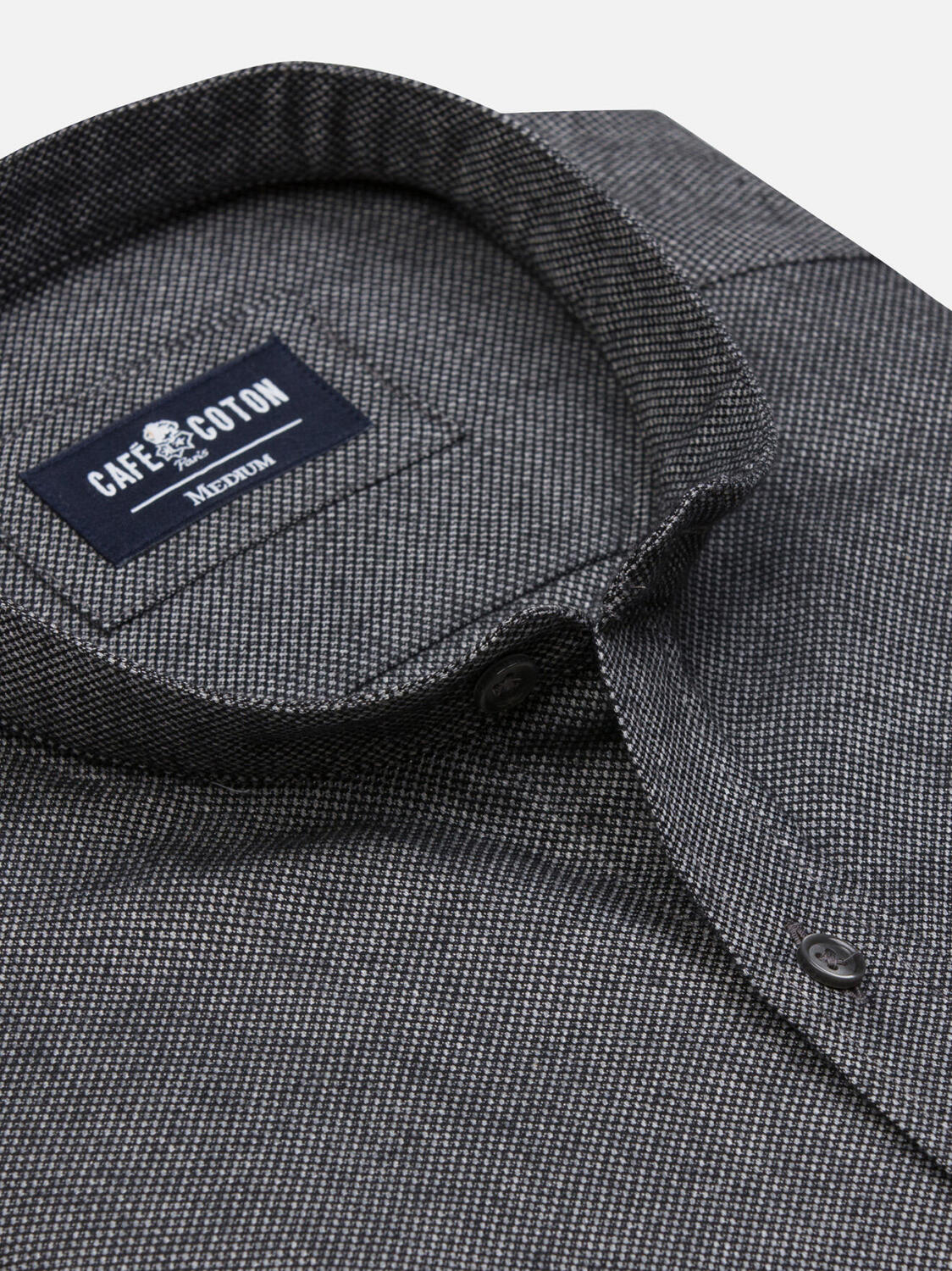 Chemise col mao Callum anthracite chiné