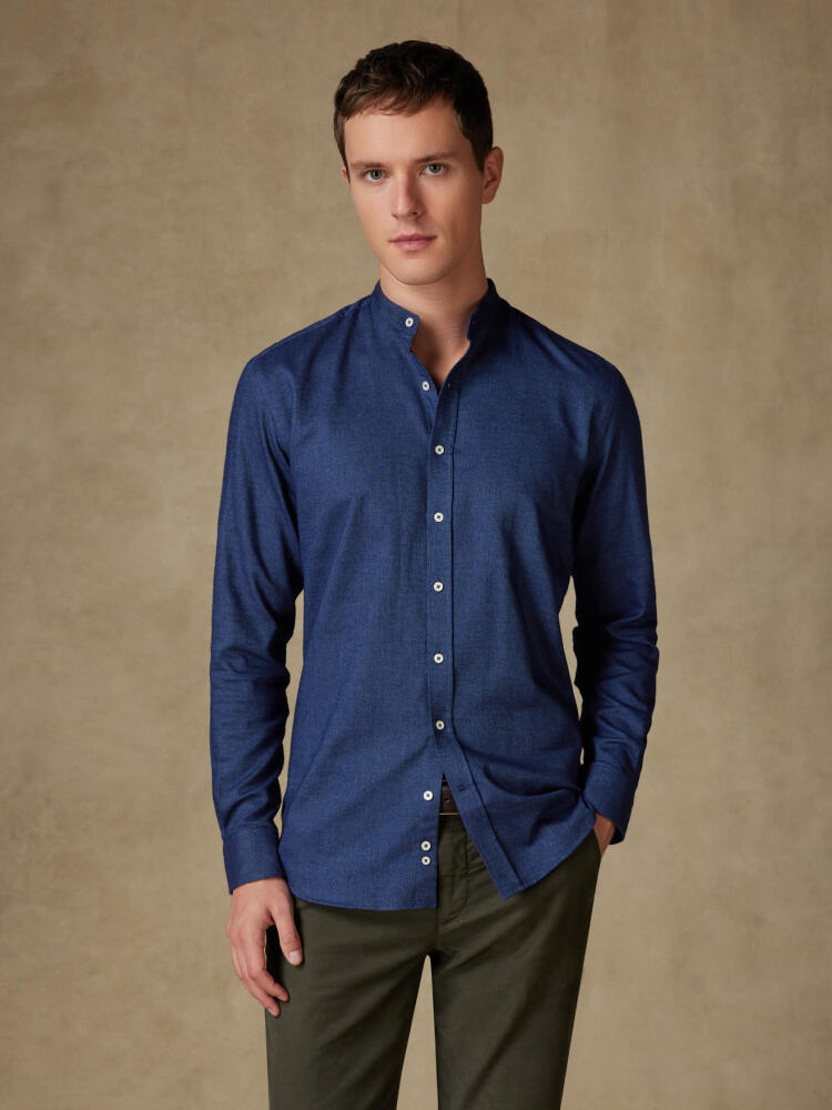 Callum, camicia con collo screziato blu