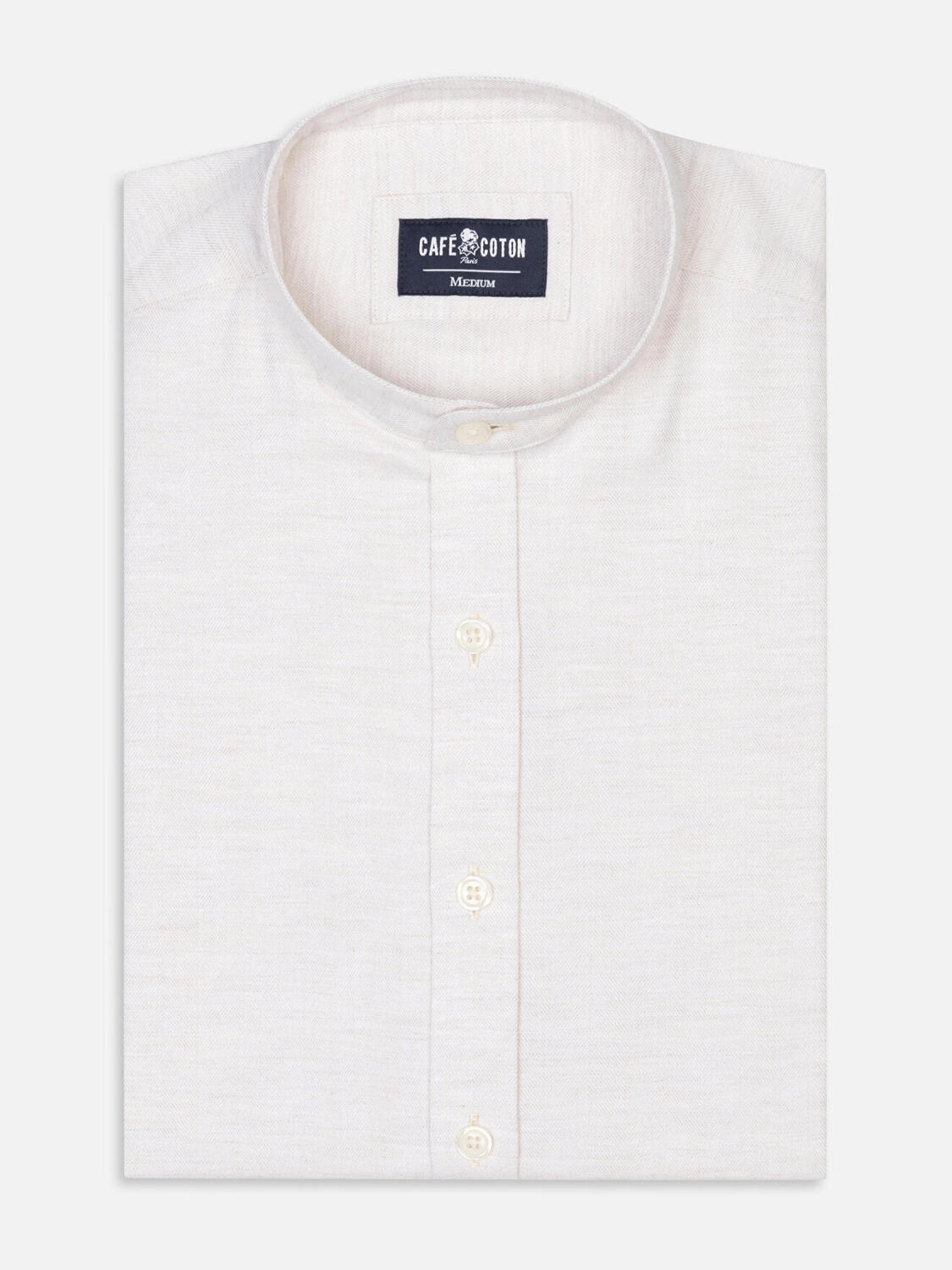 Chemise Hall en flanelle sable - Col Mao