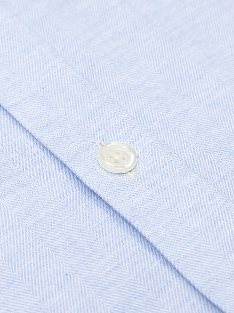 Hall sky blue flannel Shirt - Mandarin collar