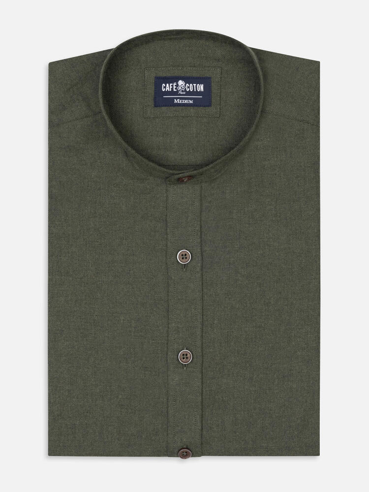 Hall khaki flannel Shirt - Mandarin collar