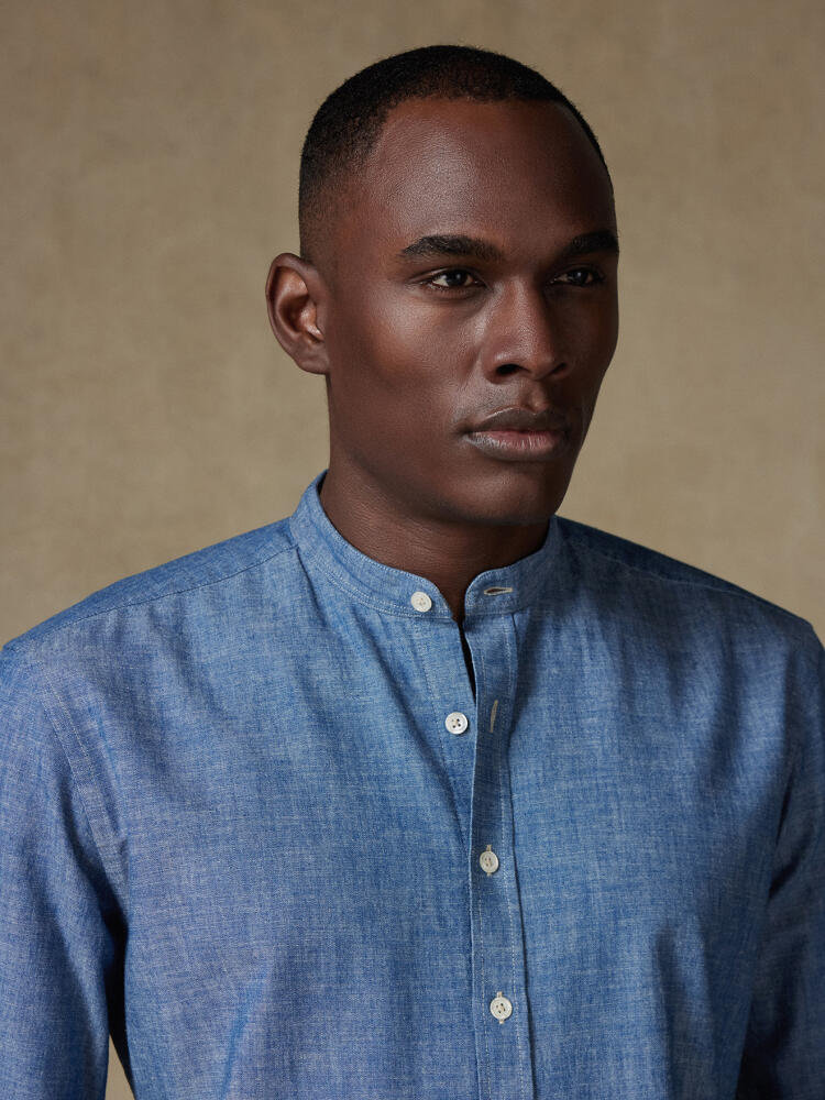 Jef chambray Shirt - Mandarin collar