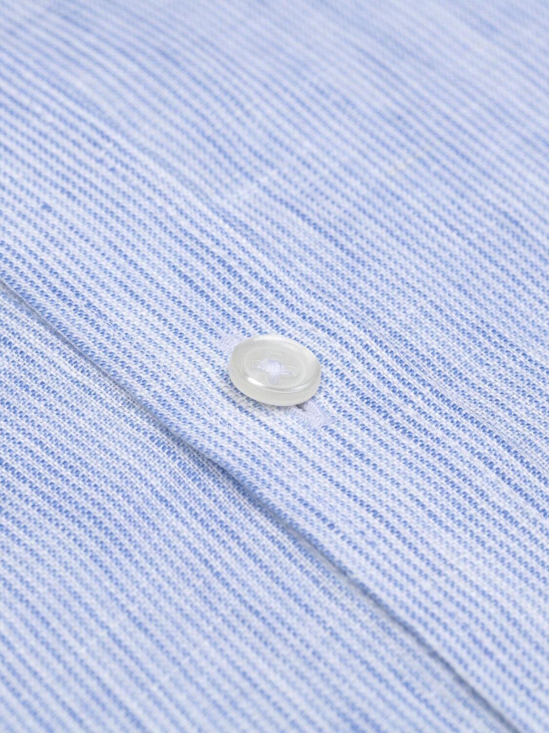 Camicia Kim in lino a righe celesti