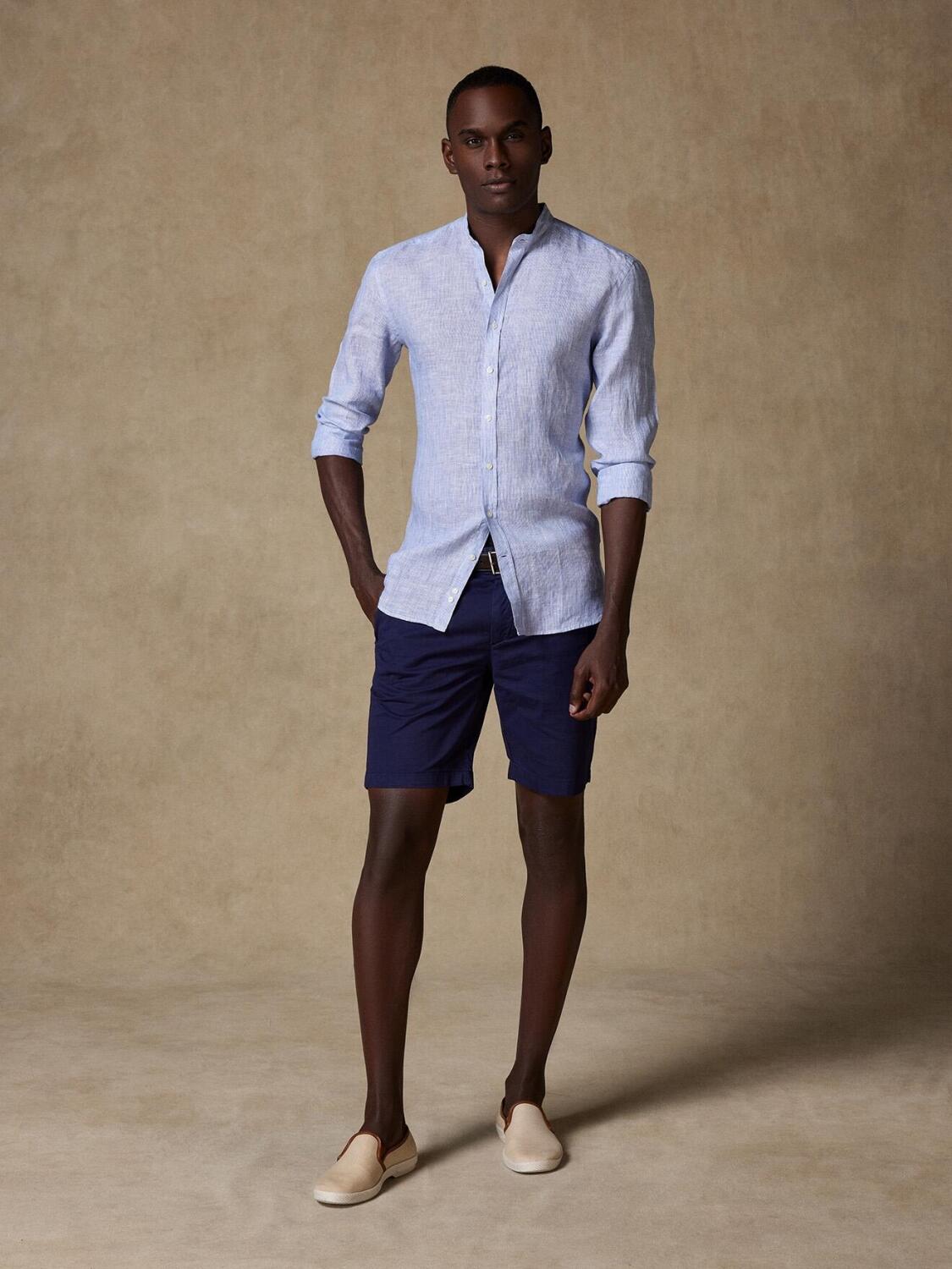 Camicia Kim a righe di lino blu