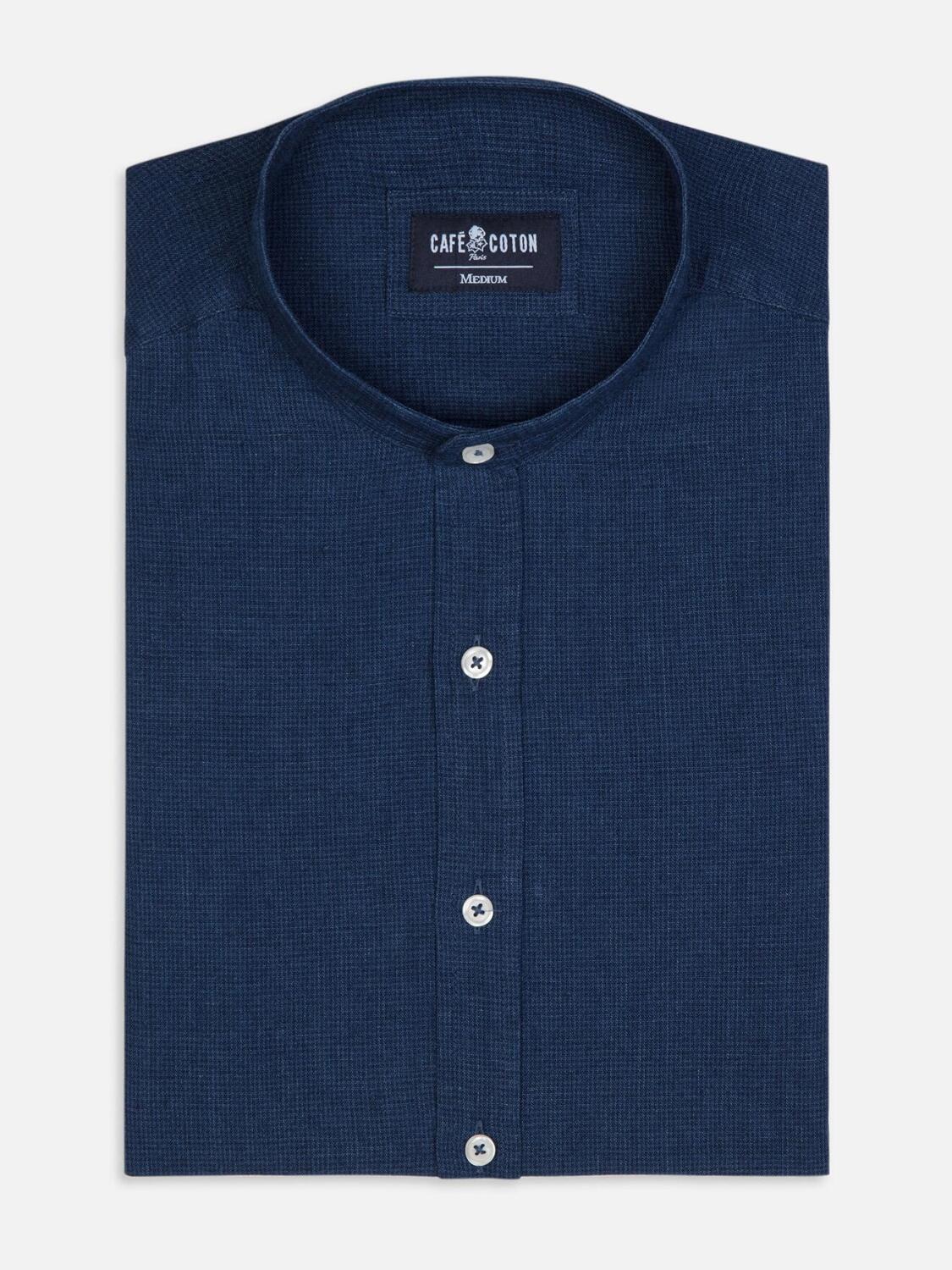 Kirla shirt with Mao Collar in indigo linen